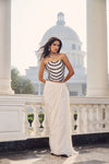 Ivory Hand Embroidered Corset with Draped Skirt