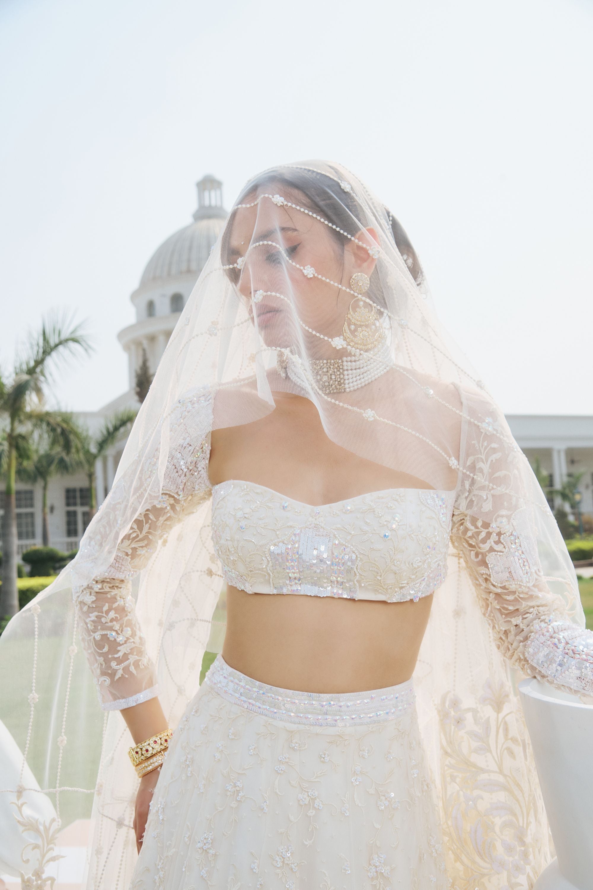 Hand Embroidered Lehnega with rich Embellishments