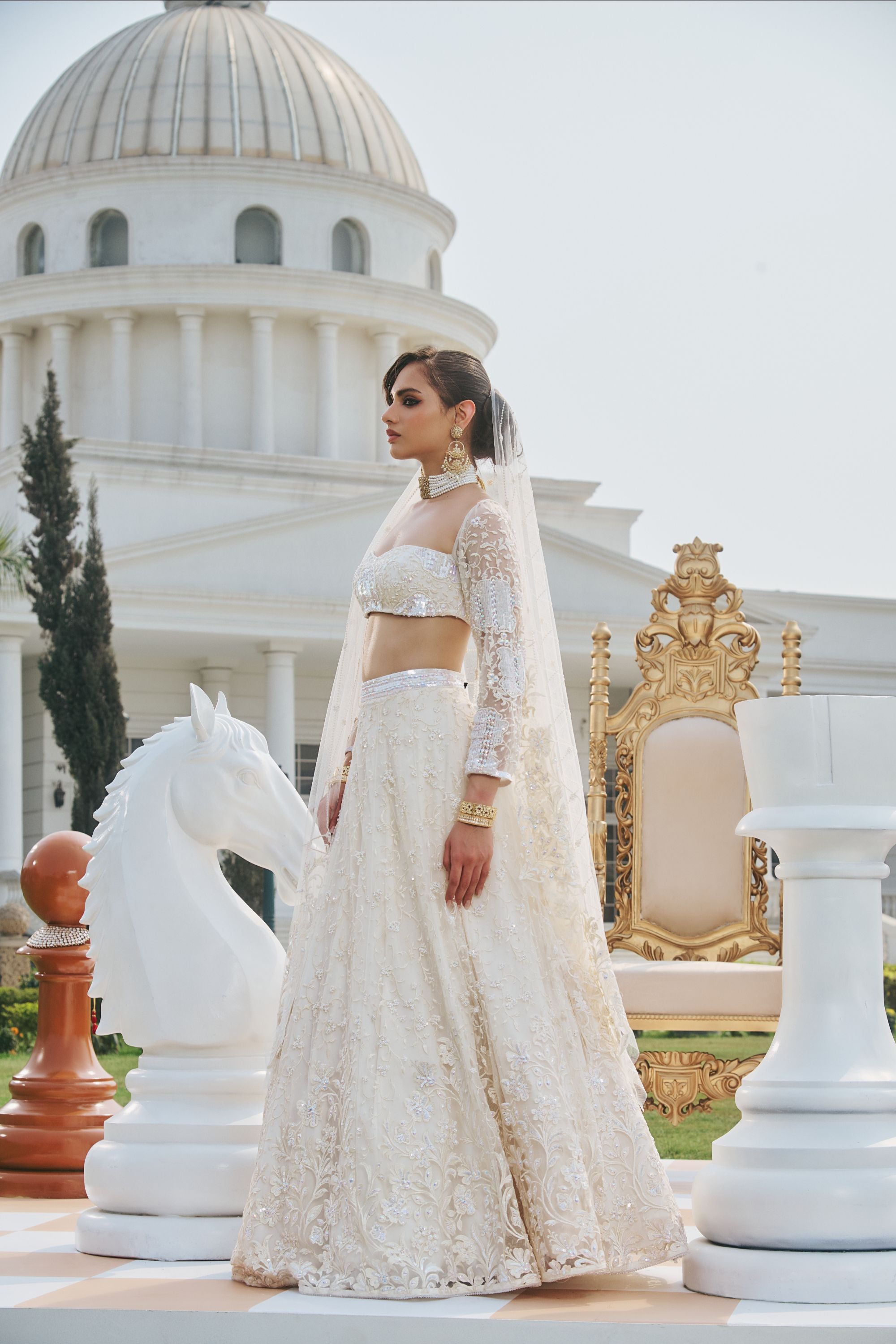 Hand Embroidered Lehnega with rich Embellishments