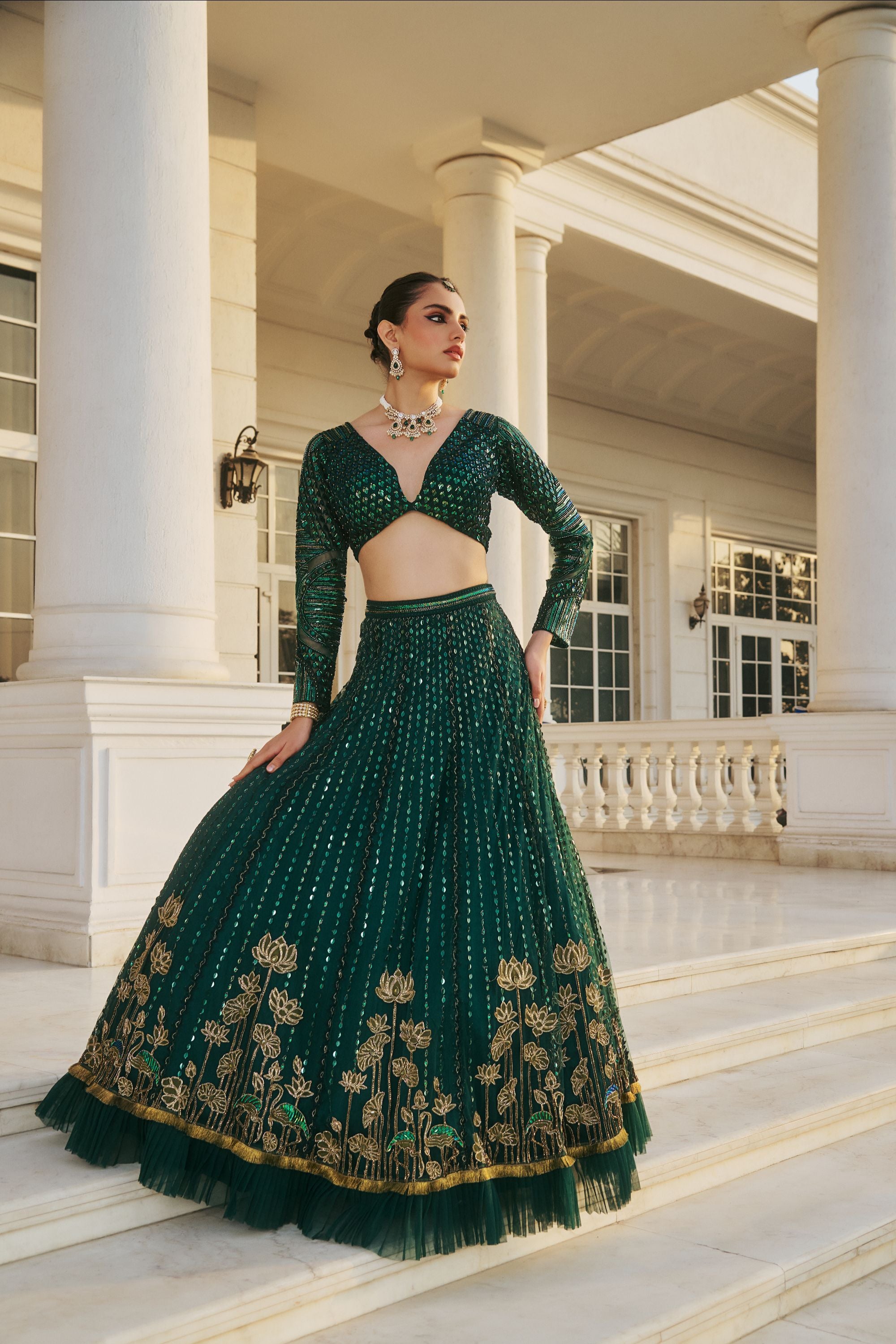 Hand Embroidered Lehenga with Rich Embelishments