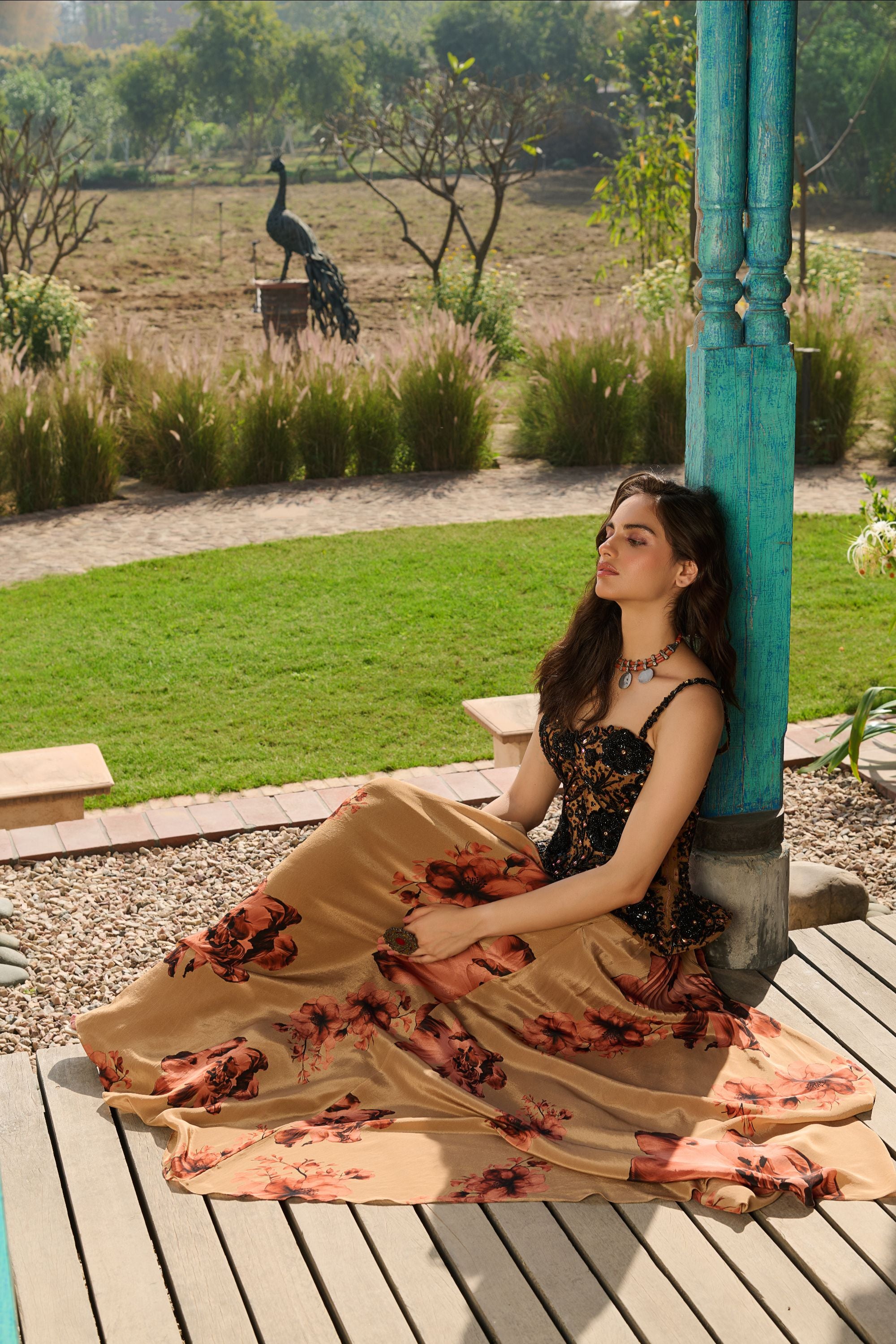 Hand Embroidered Corset Ensemble