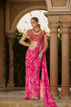 Hand Embroidred Blouse with Tie Dye Saree