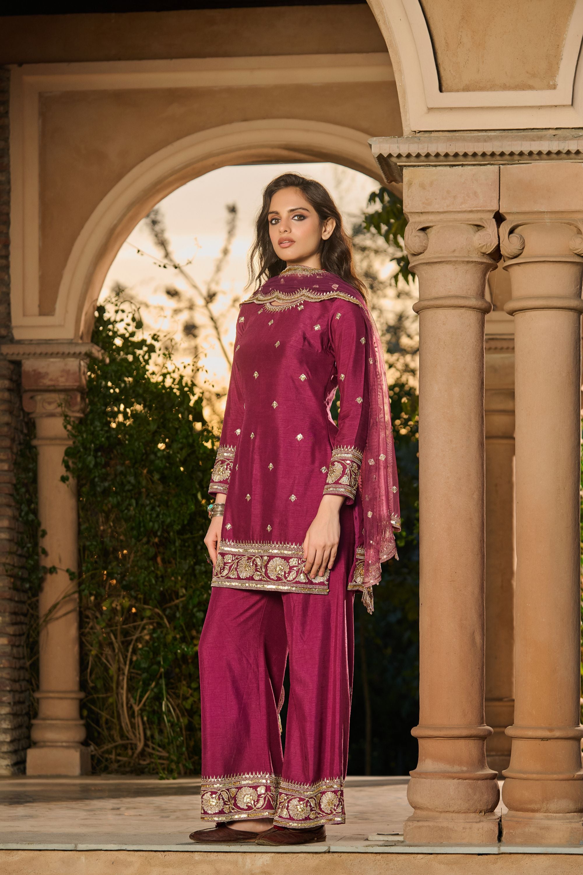 Hand Embroidred Zari Work Sharara Kurta