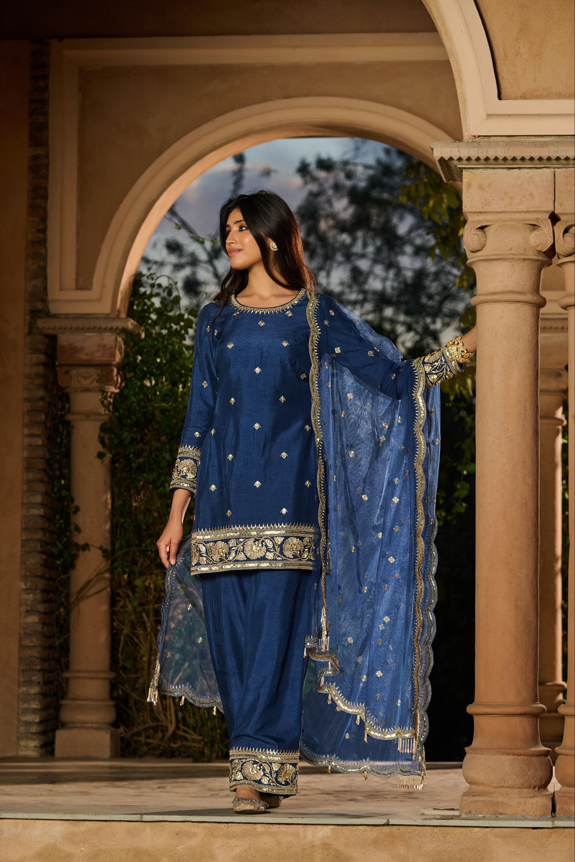 Hand Embroidred Zari Work Sharara Kurta