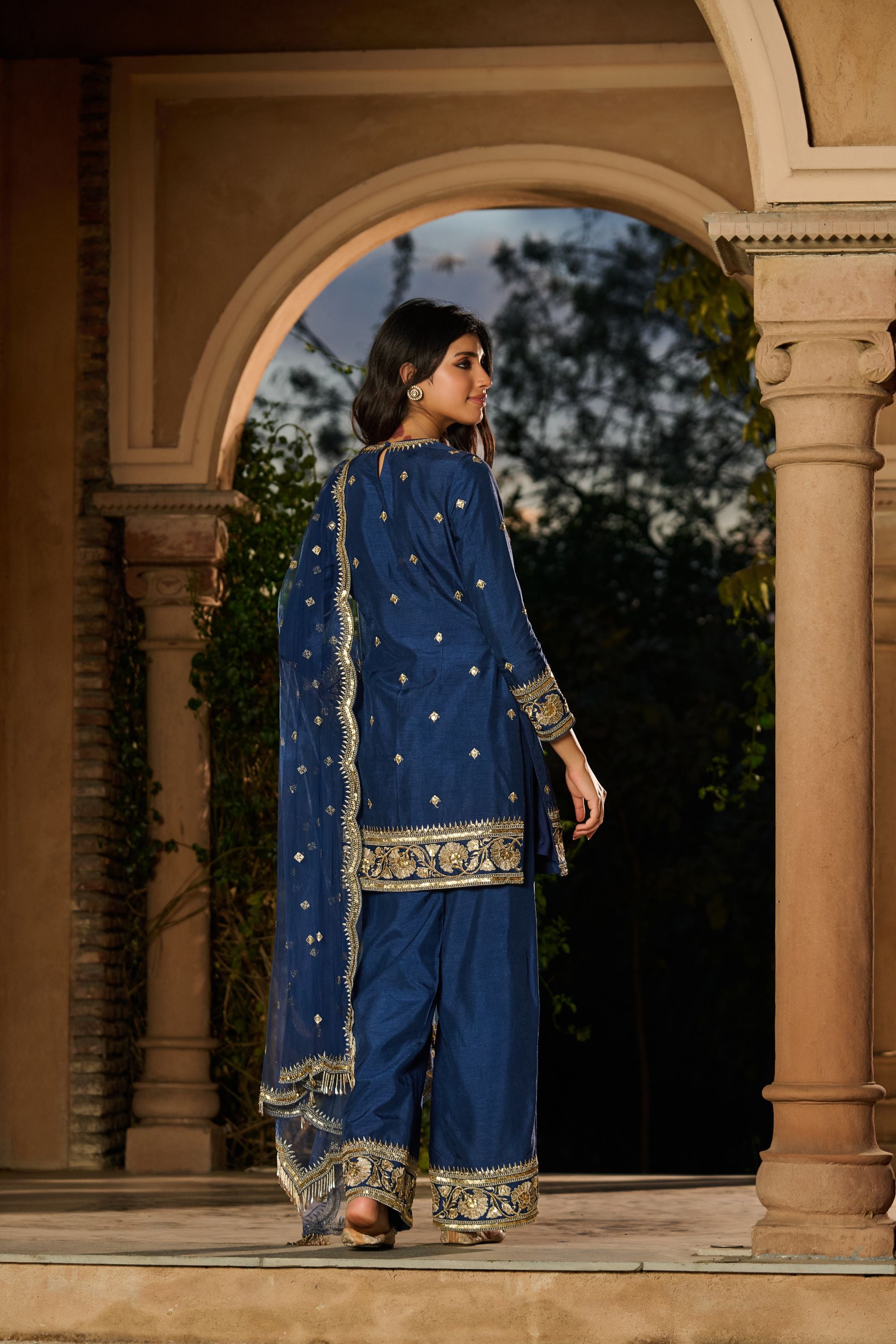 Hand Embroidred Zari Work Sharara Kurta