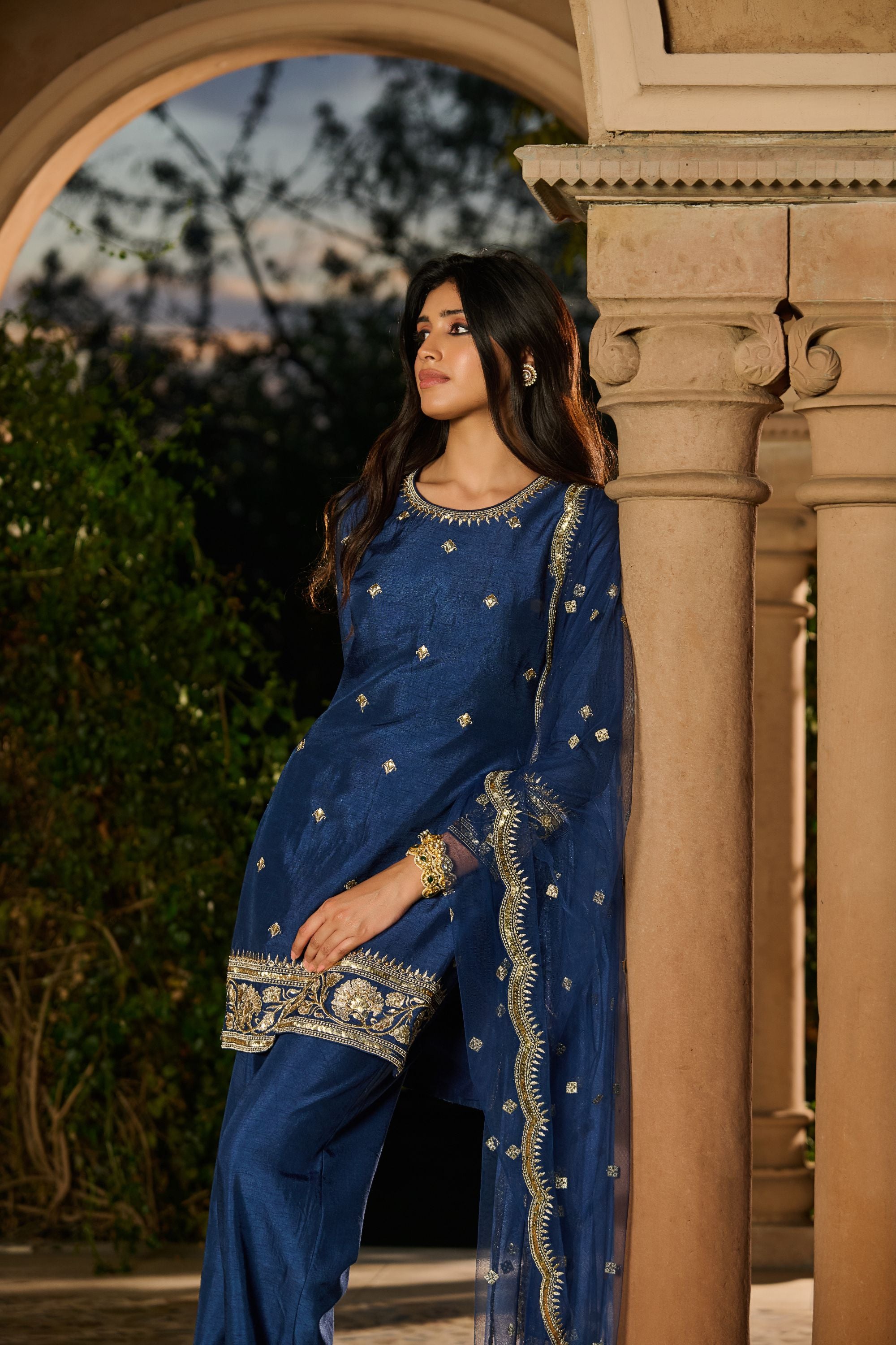 Hand Embroidred Zari Work Sharara Kurta