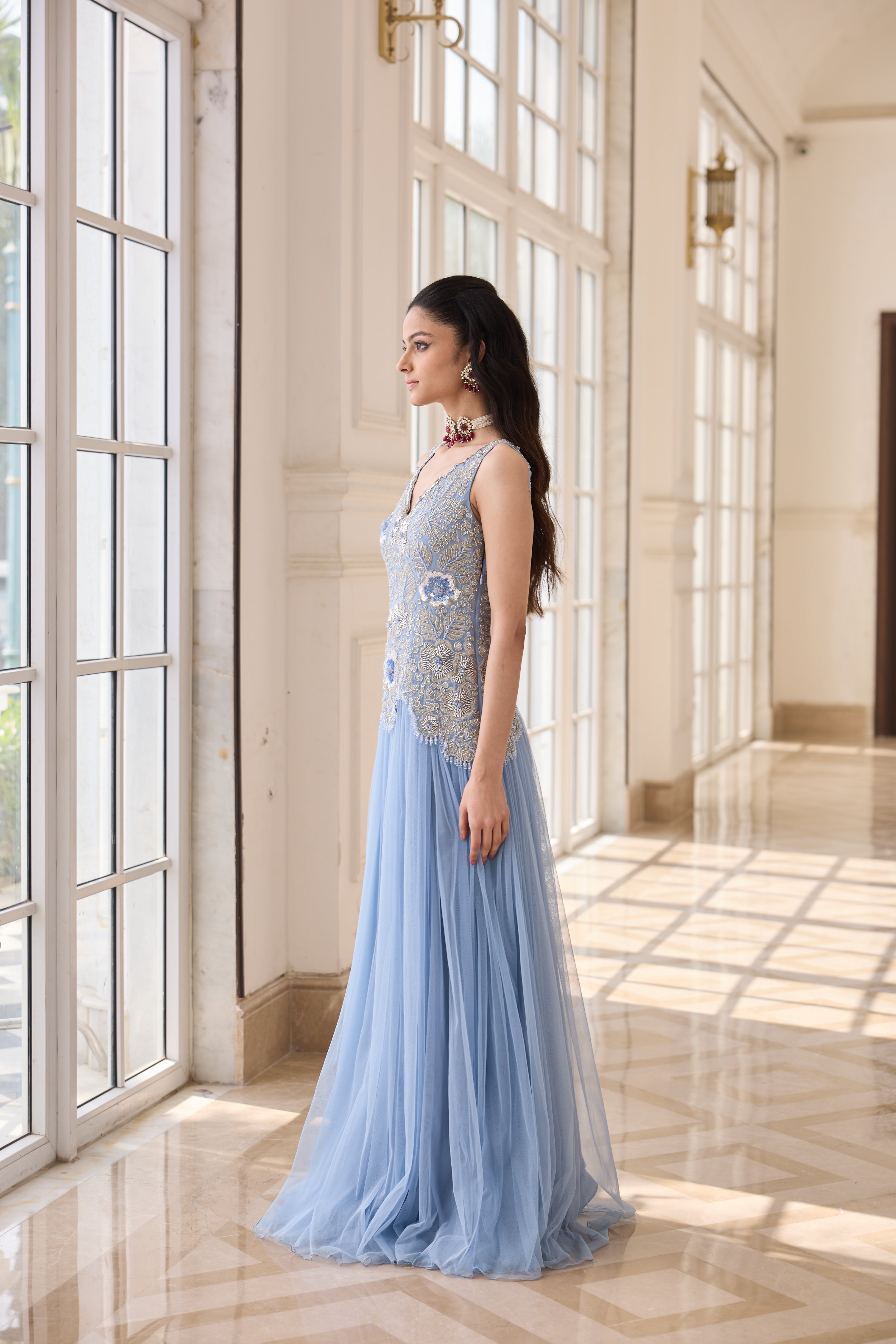 Hand Embroidered Rushing Anarkali