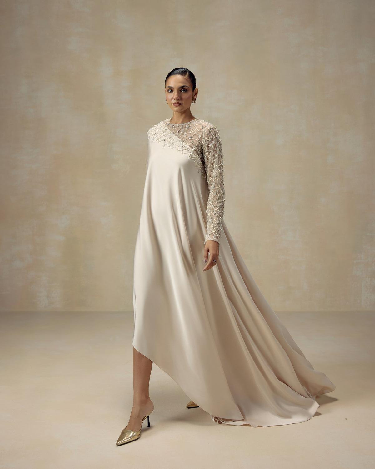 Ivory Crystal Kaftan, editorial image — RINESSA