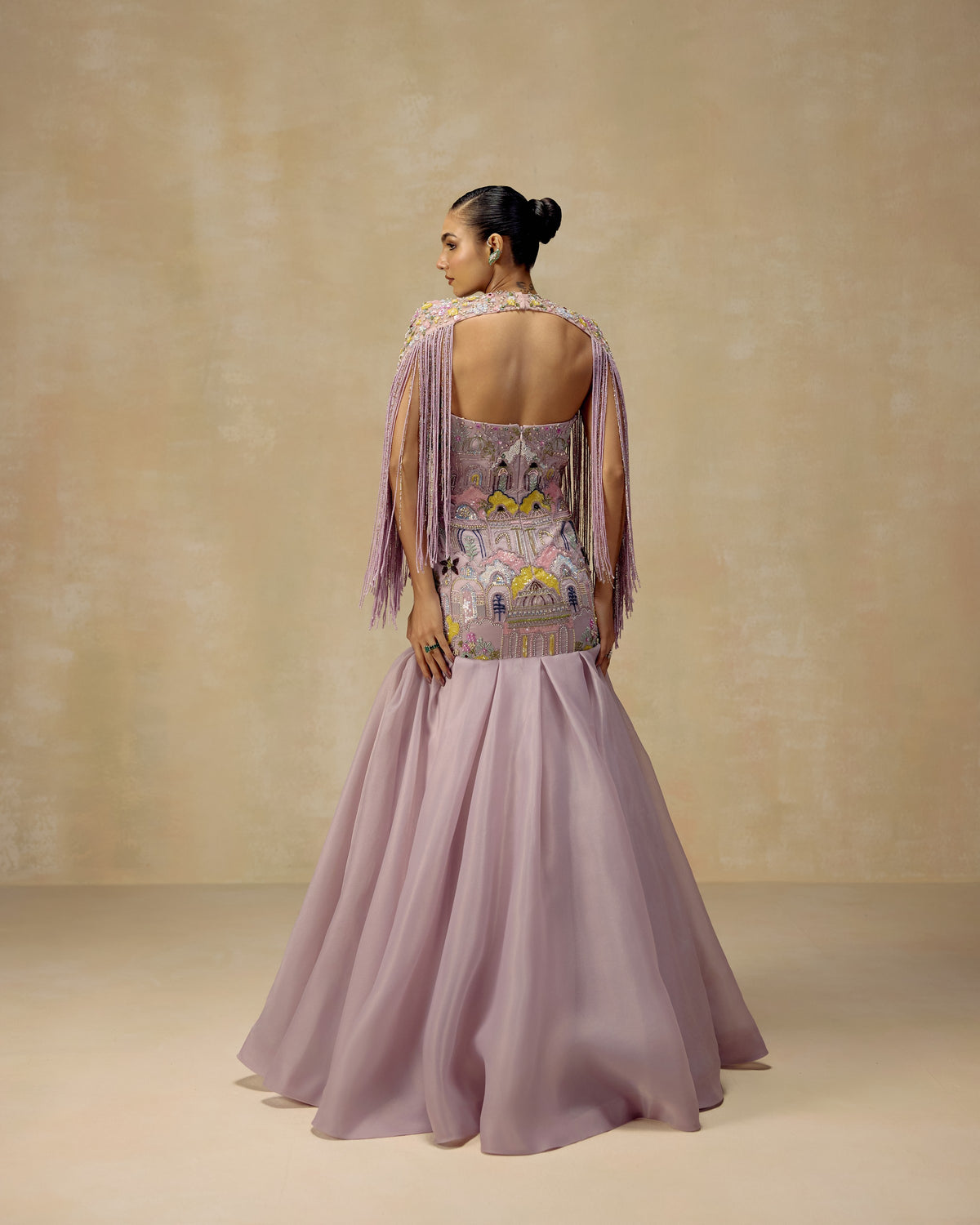 Lilac Persian Garden Gown, side view — RINESSA