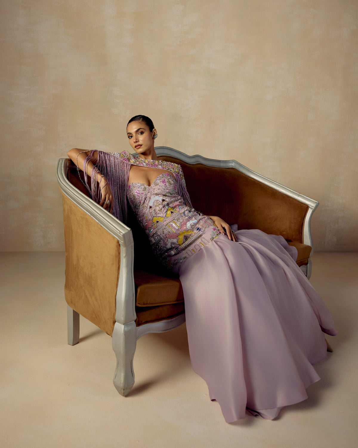 Lilac Persian Garden Gown, editorial image — RINESSA