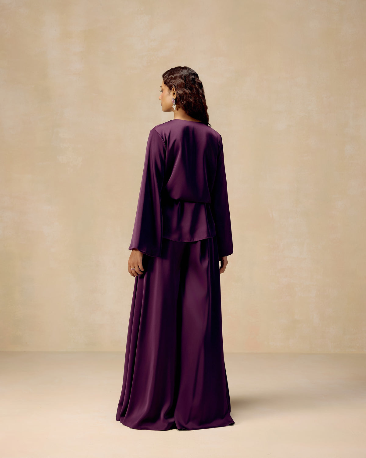 Purple Peplum Sharara Set, side view — RINESSA