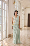 Hand Embroirderd Pearl Peplum with Drape Saree