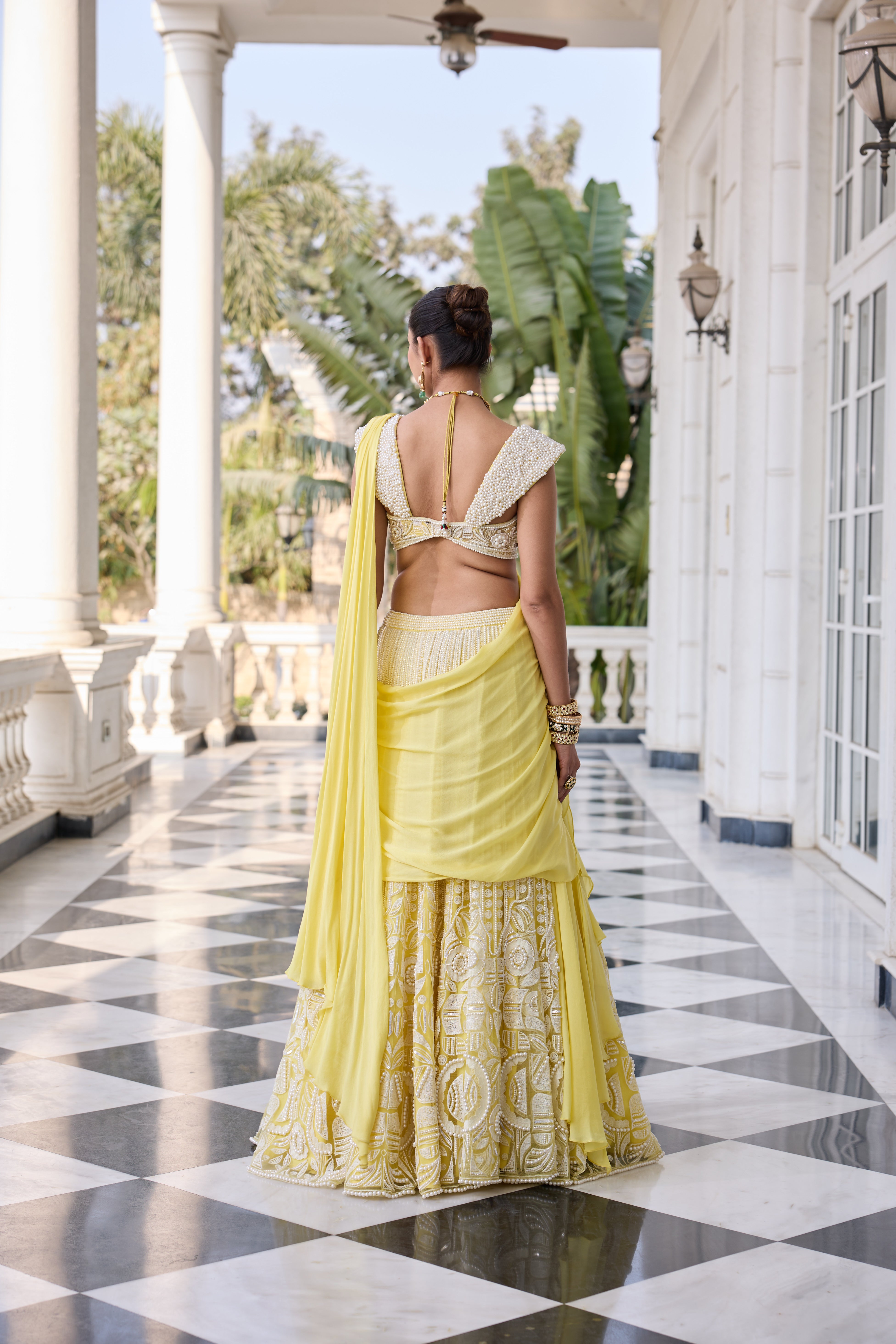 Hand-Embroidered Pearl Lehenga