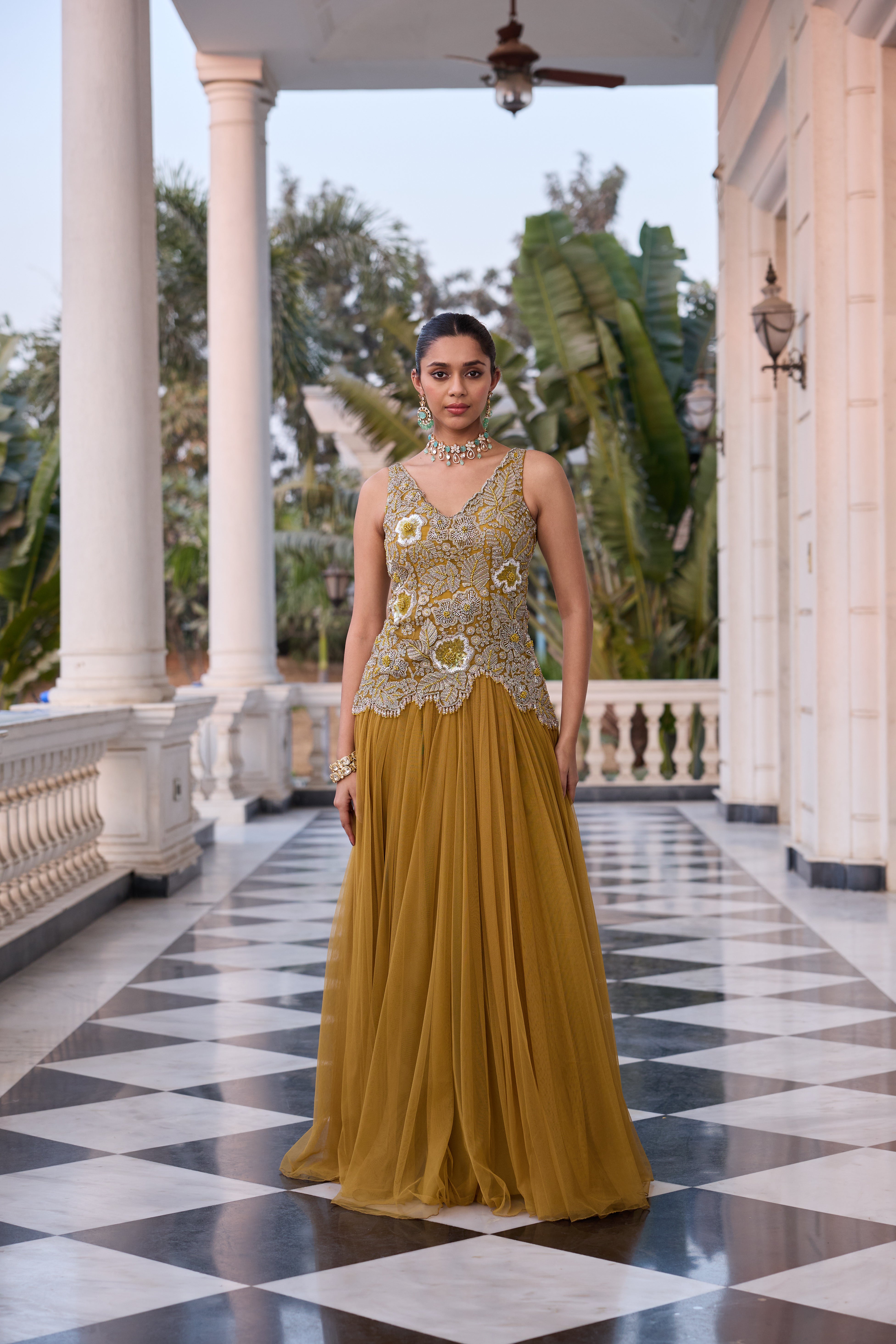 Hand Embroidered Rushing Anarkali