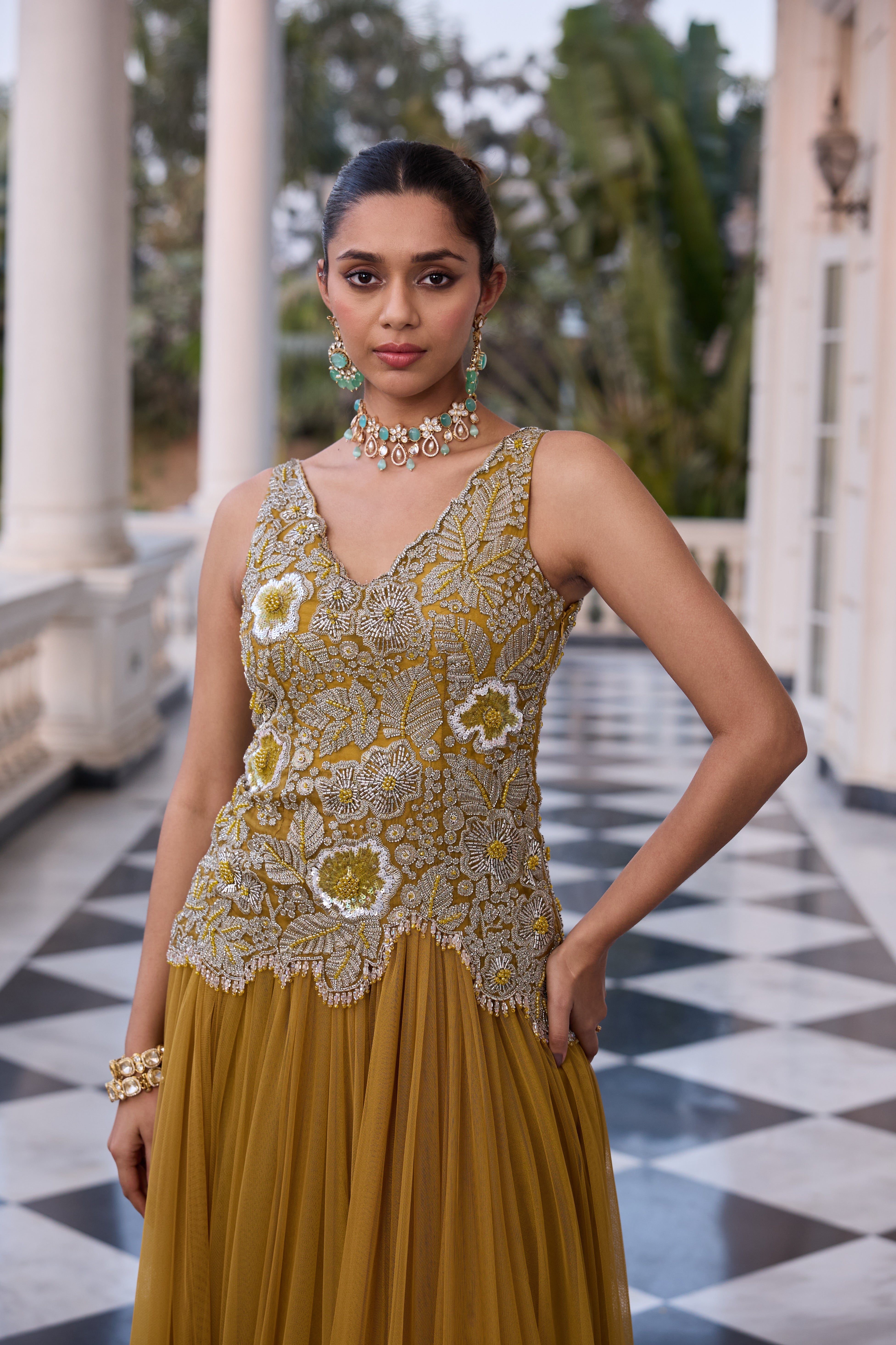 Hand Embroidered Rushing Anarkali