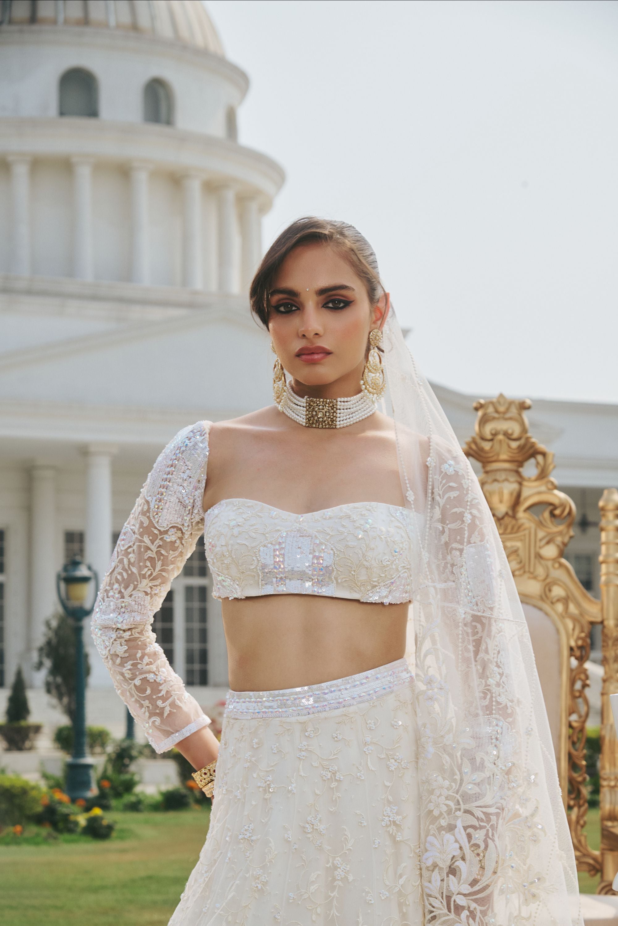 Hand Embroidered Lehnega with rich Embellishments