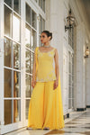 Hand-Embroidered Glass Pearls Draped Kurta with Fluid Trousers