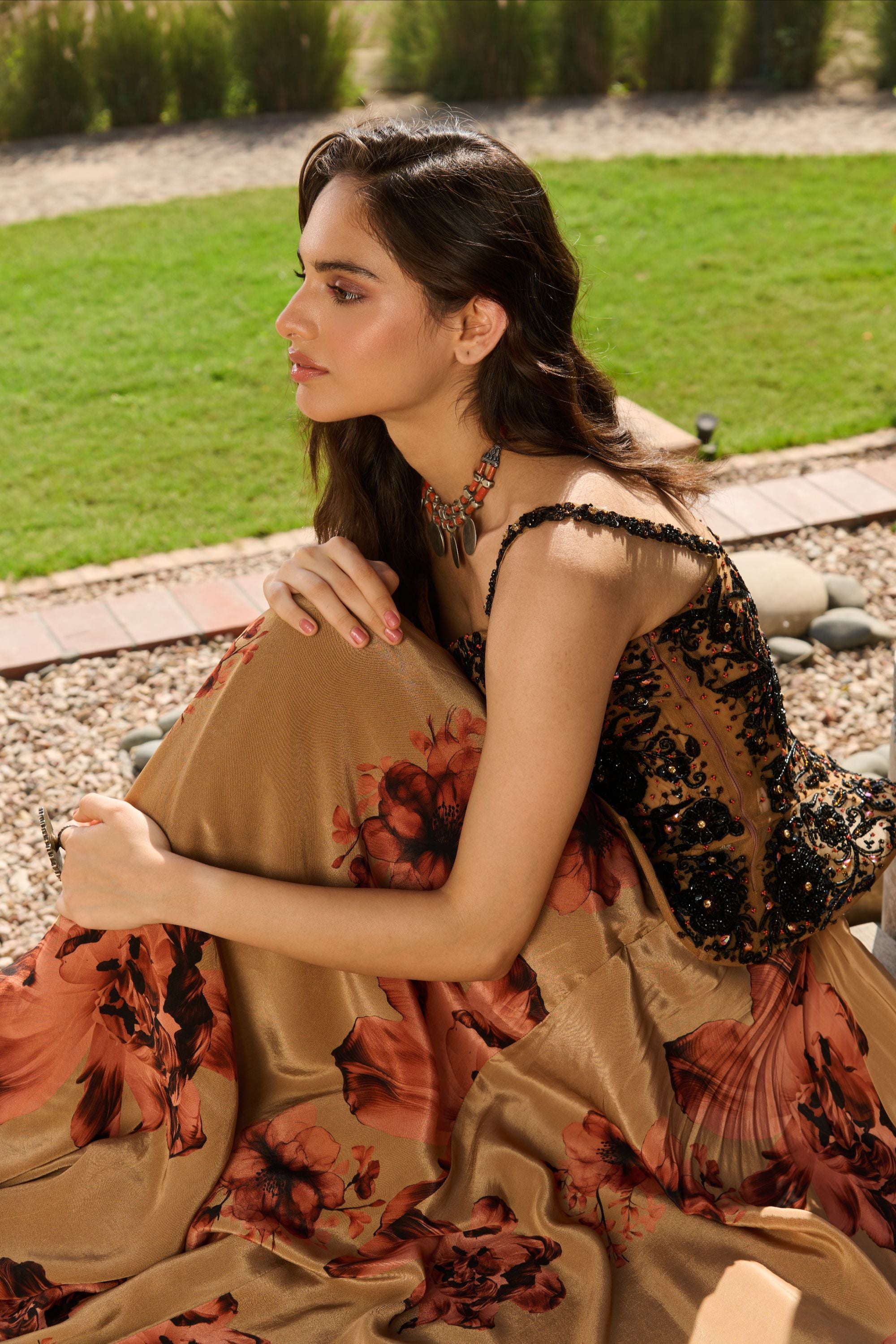 Hand Embroidered Corset Ensemble