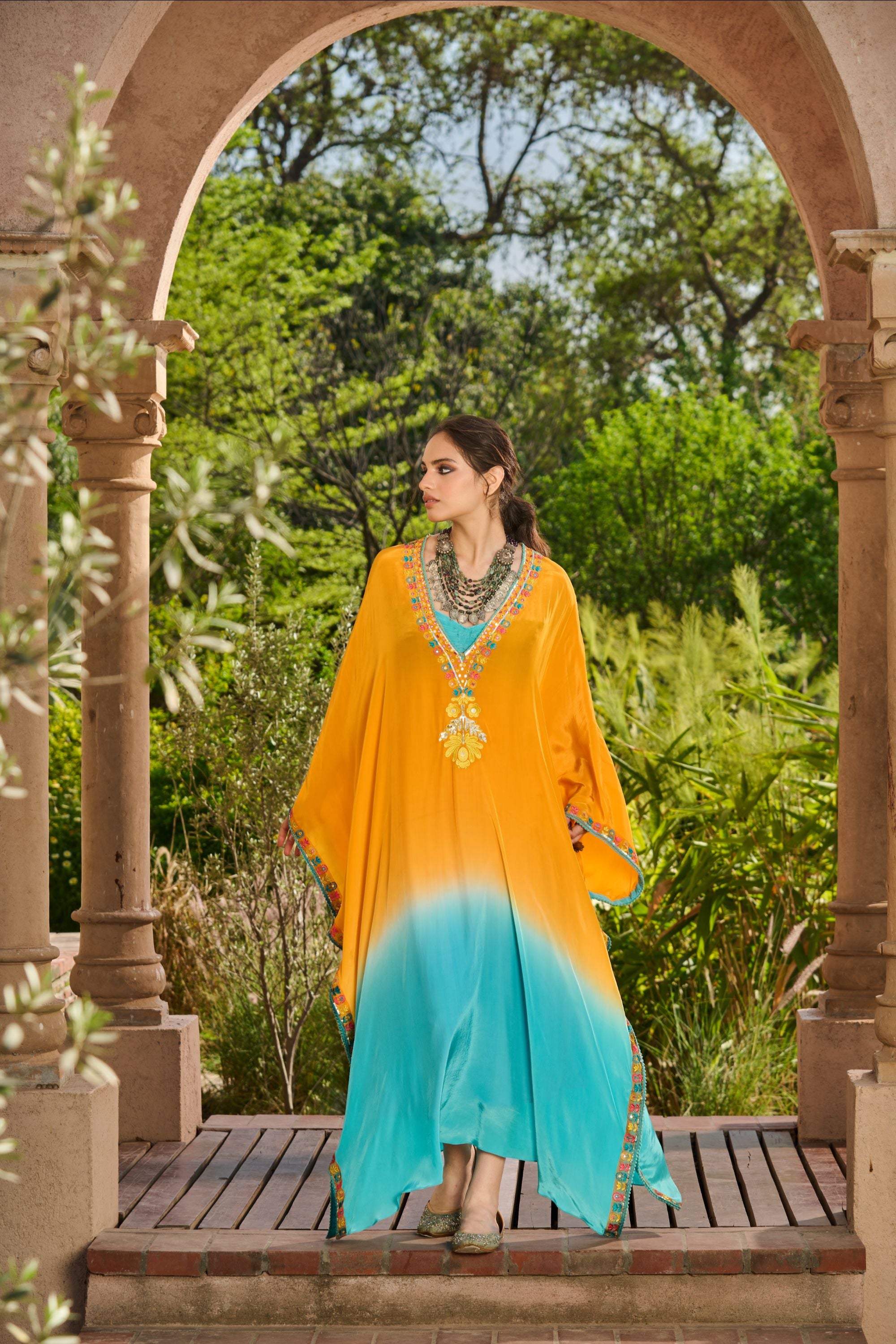 Hand Embelished Ombre Kaftan