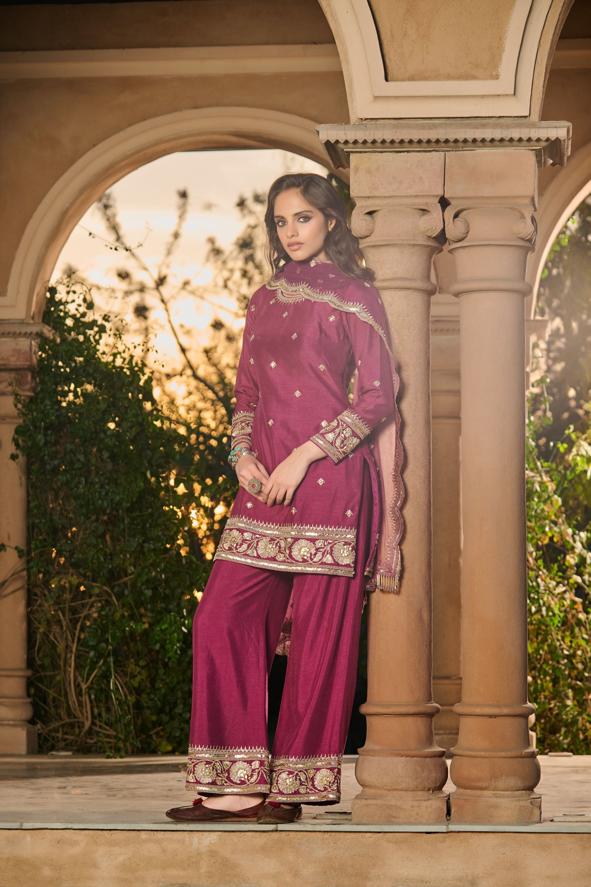 Hand Embroidred Zari Work Sharara Kurta