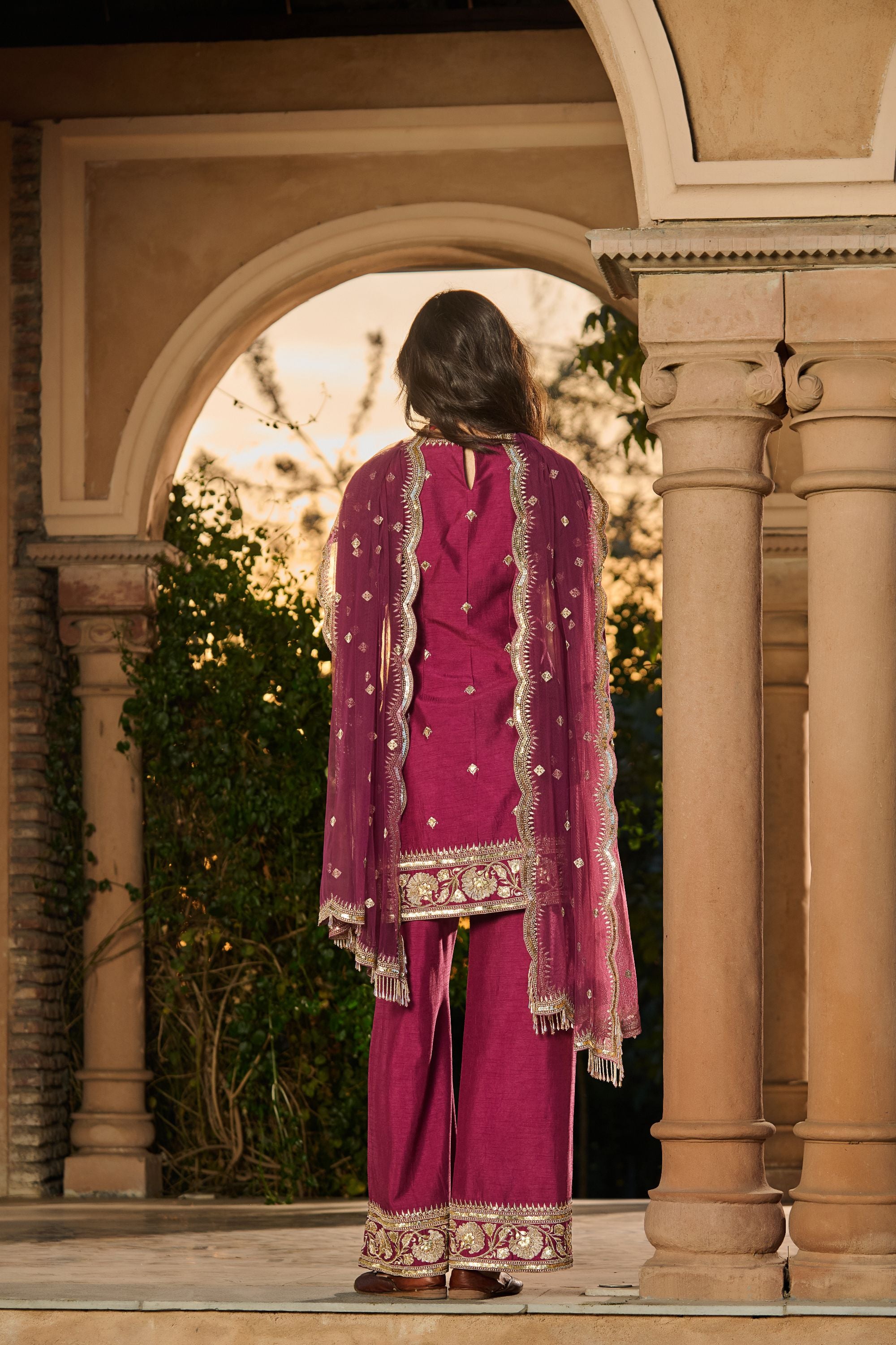 Hand Embroidred Zari Work Sharara Kurta