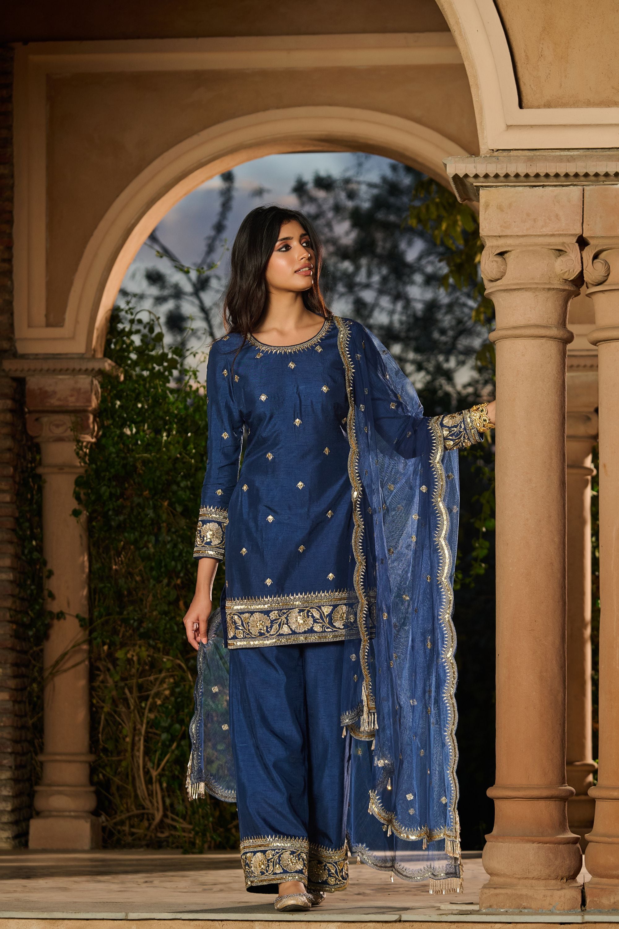 Hand Embroidred Zari Work Sharara Kurta