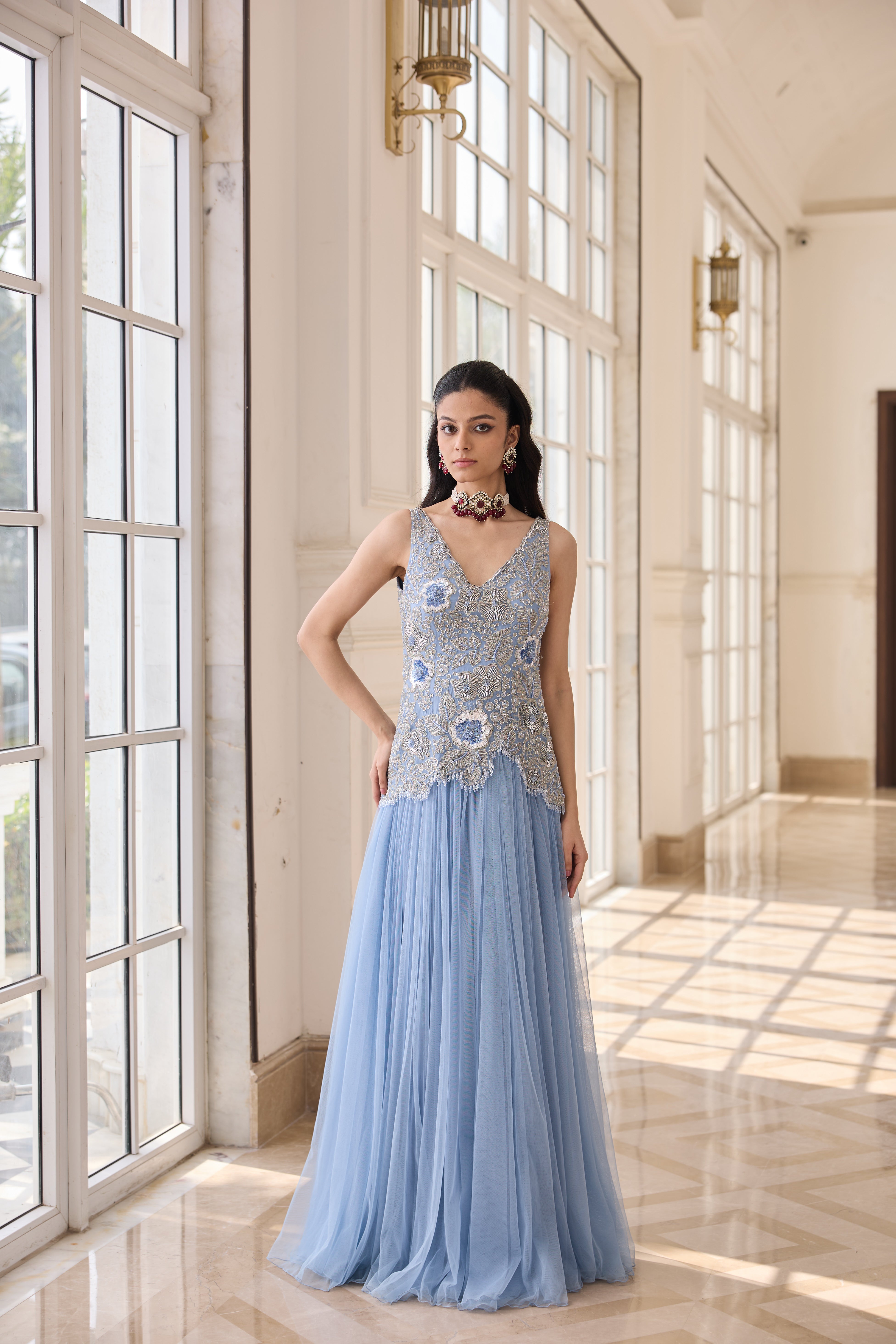 Hand Embroidered Rushing Anarkali