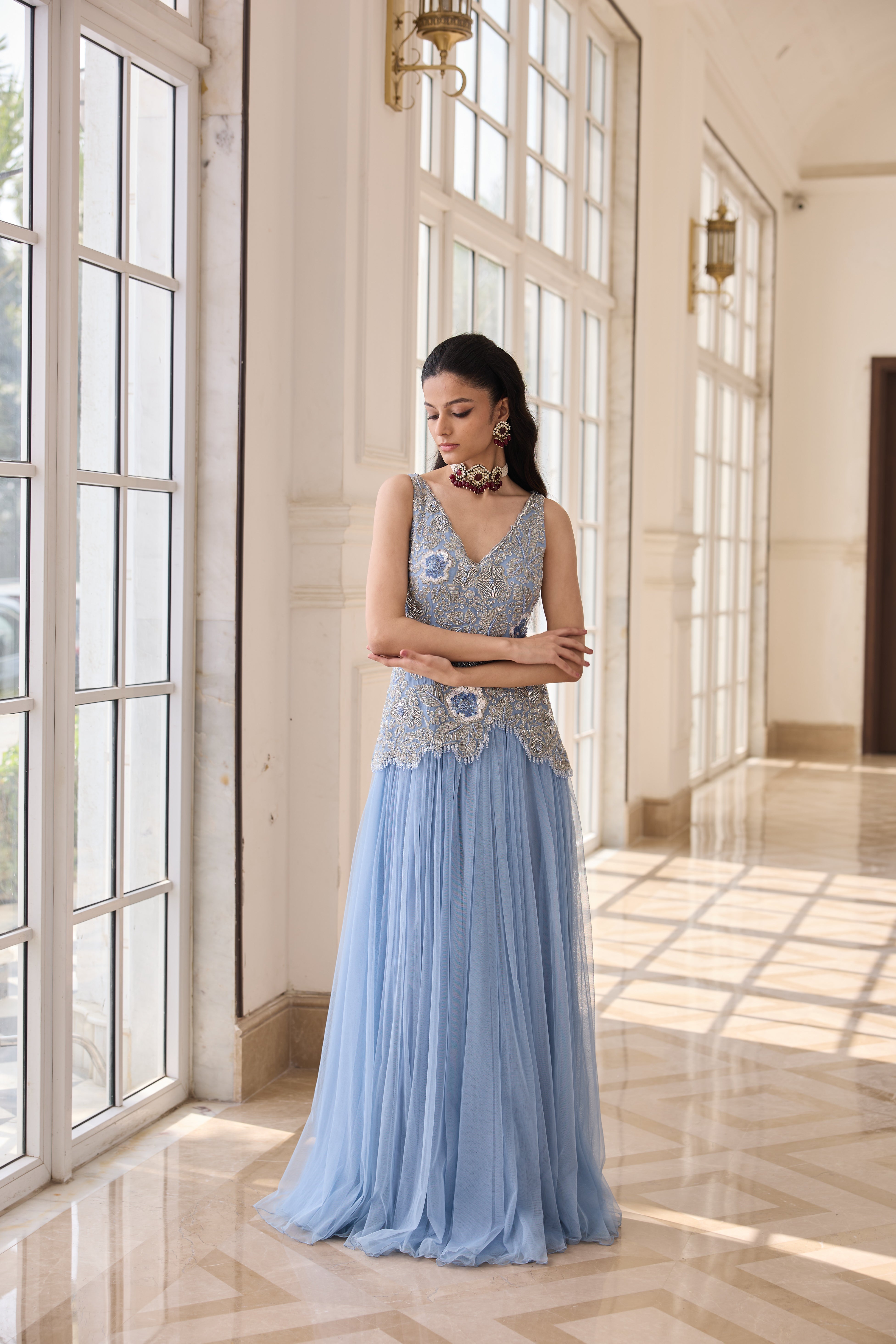 Hand Embroidered Rushing Anarkali