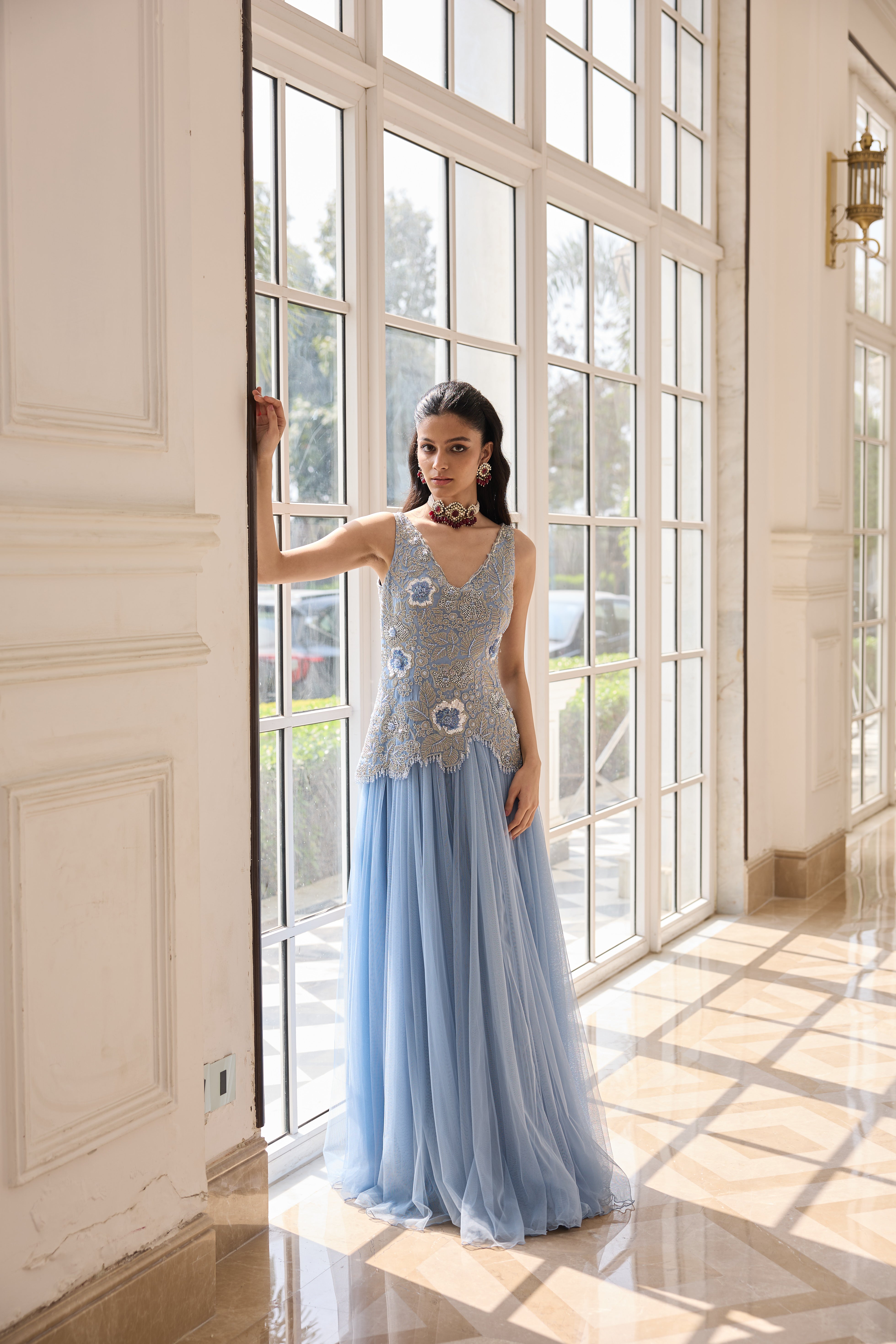 Hand Embroidered Rushing Anarkali