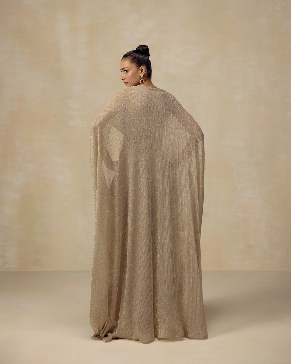 Gold Shimmer Kaftan, hand embroidery detail — RINESSA