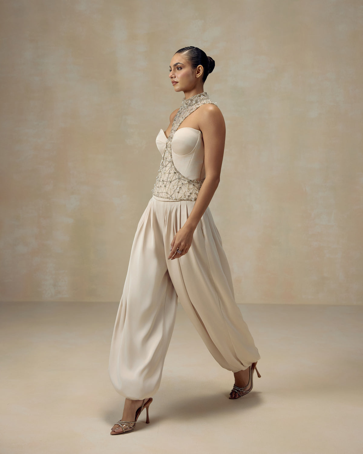 Ivory Racerback Corset, side view — RINESSA