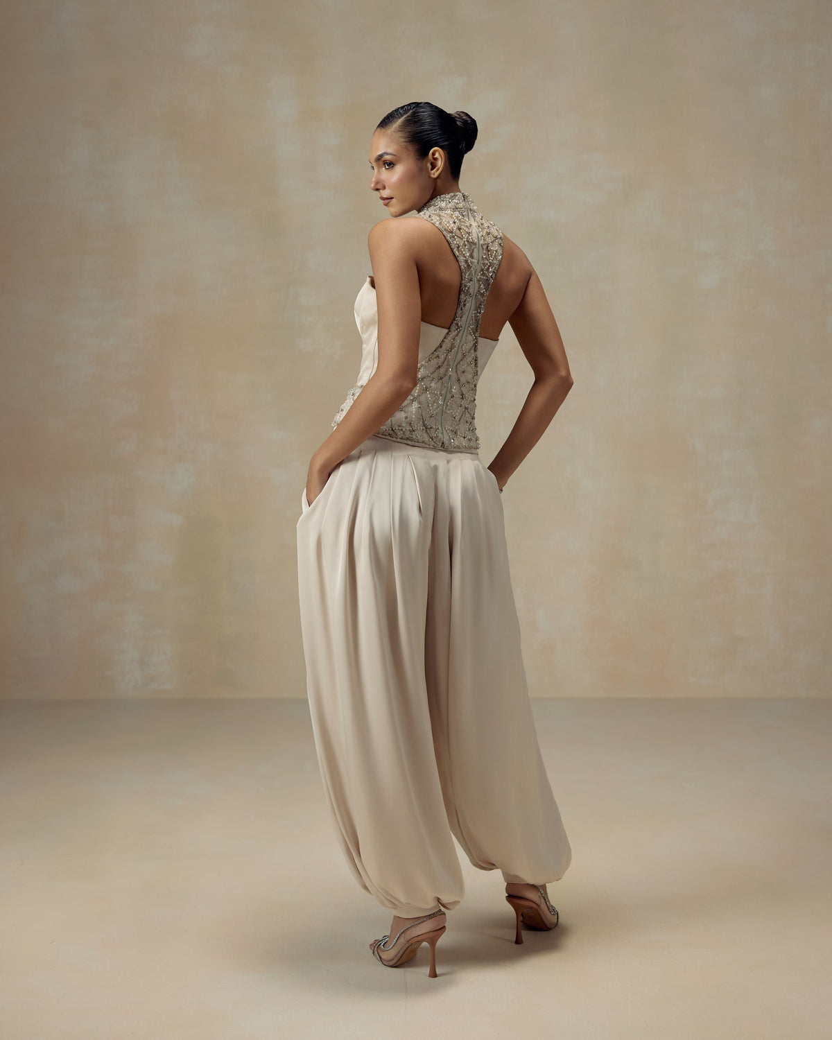 Ivory Racerback Corset, hand embroidery detail — RINESSA