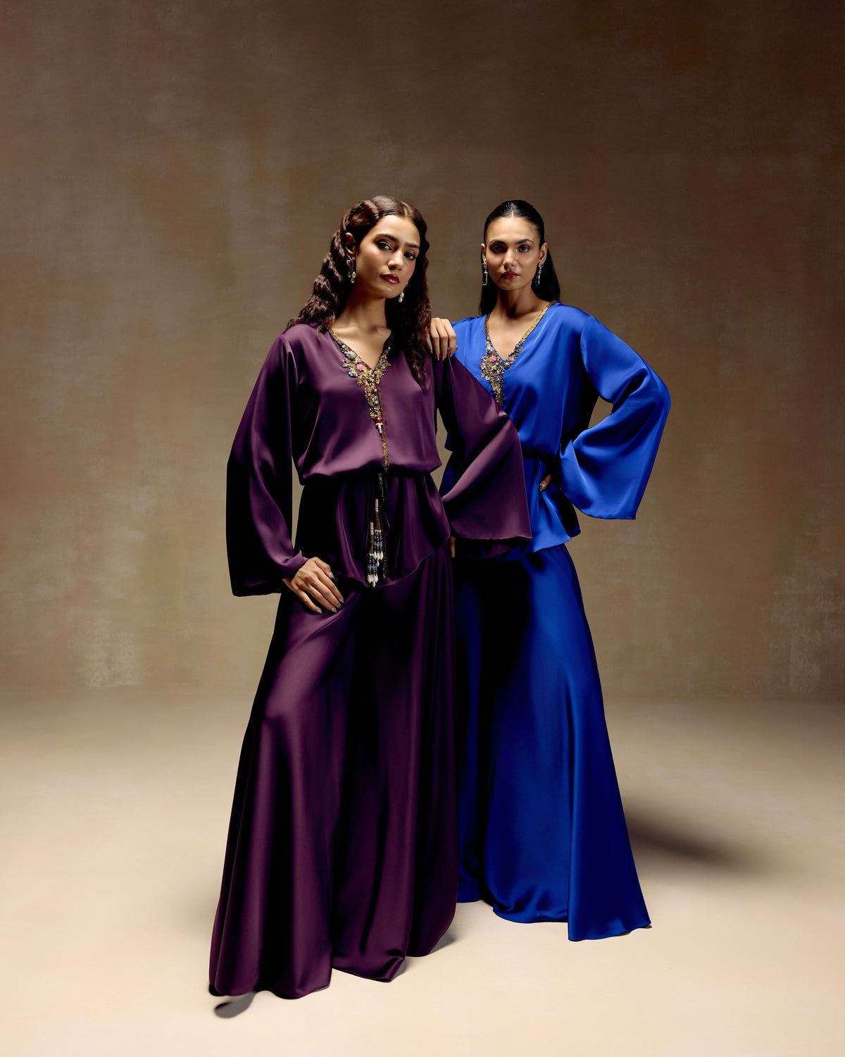 Purple Peplum Sharara Set, back view — RINESSA