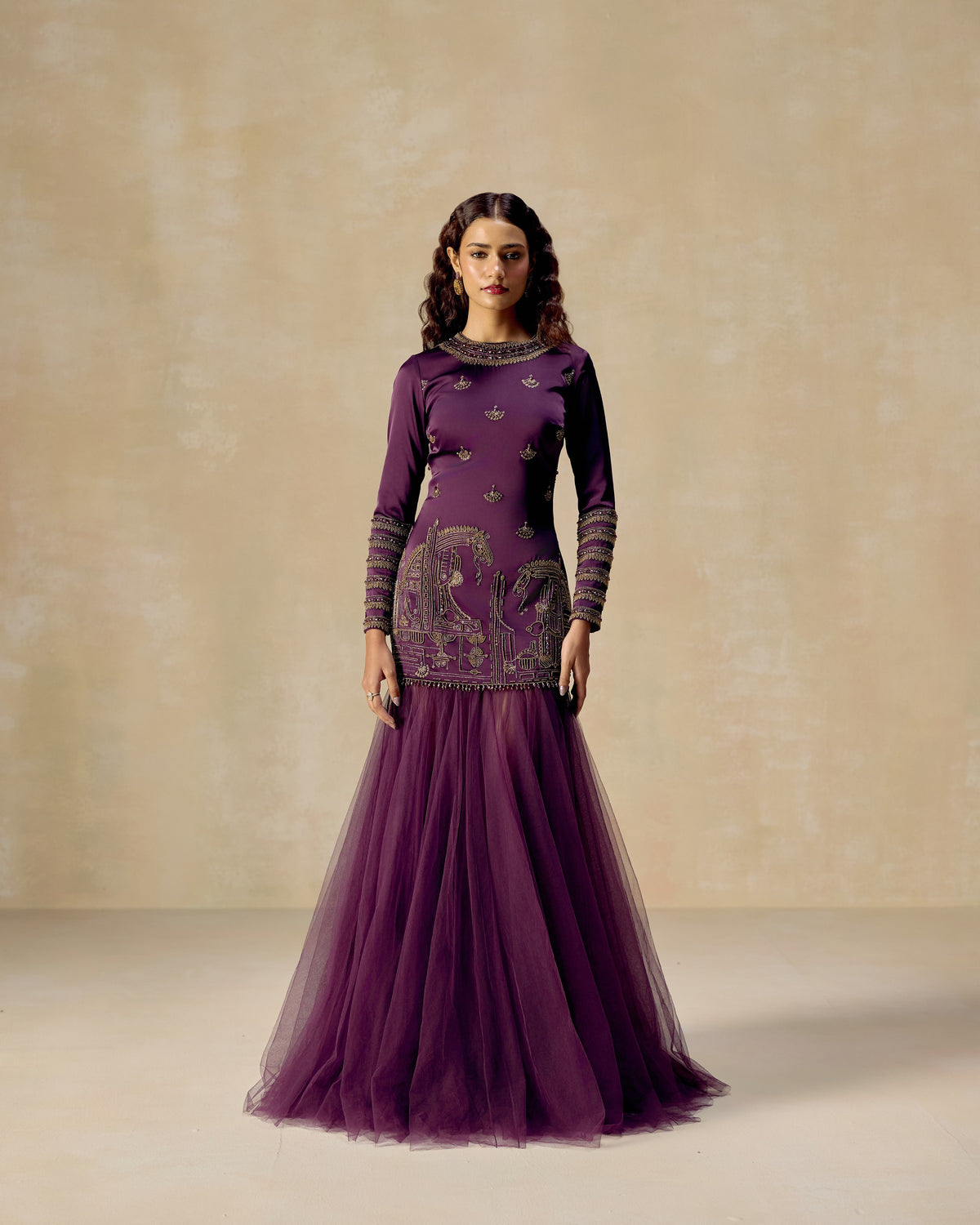 Purple Persian Anarkali, back view — RINESSA