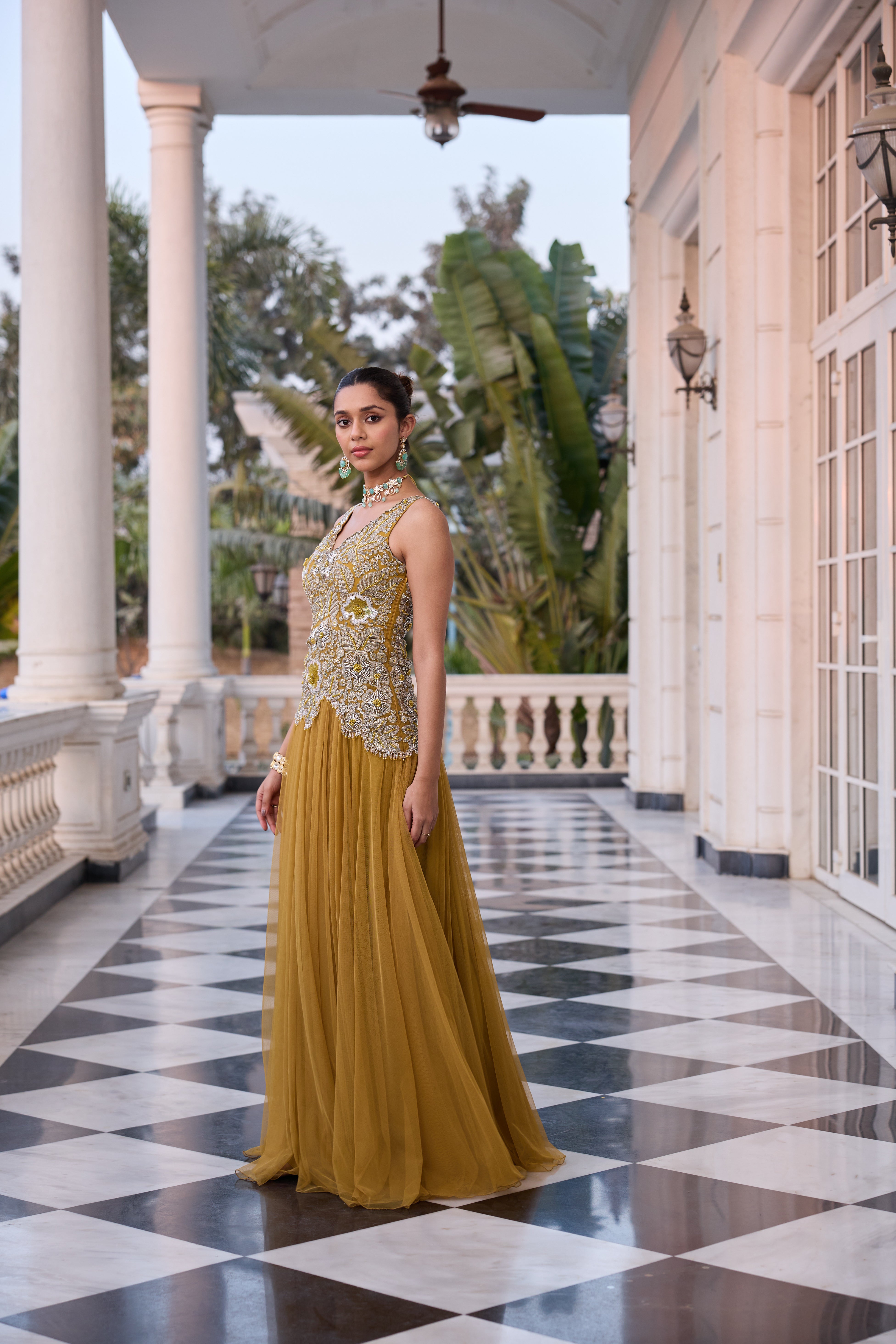 Hand Embroidered Rushing Anarkali